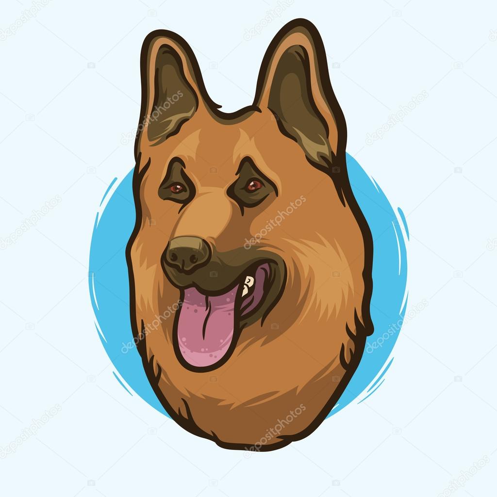 Ritratto del primo piano della razza del cane di pastore tedesco su fondo bianco Grafica