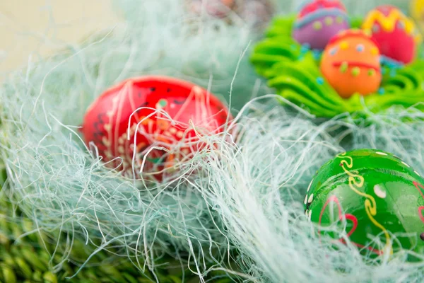 Easter eggs decorated with a nest — Stock Photo, Image