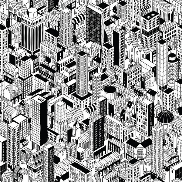 Generic City Seamless Pattern Isometric — Stock Vector