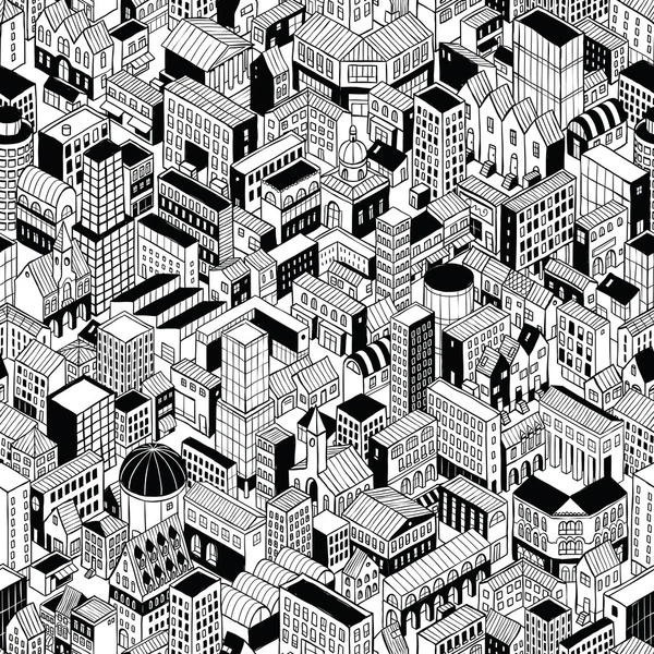 City Seamless Pattern Isometric - Large — Stock Vector