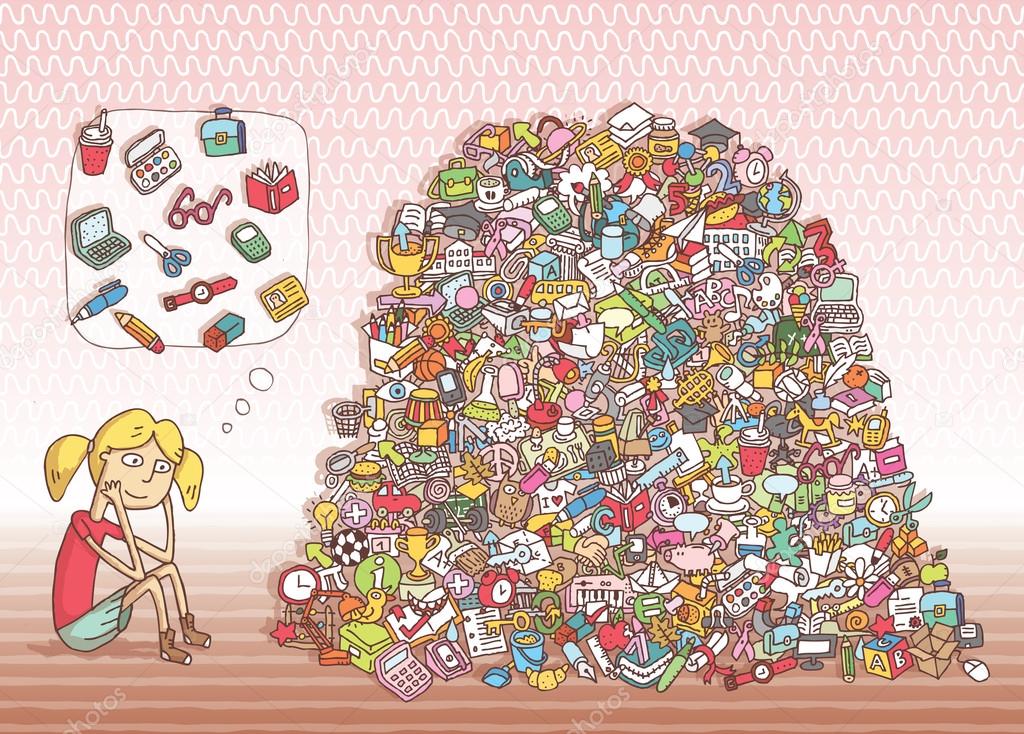 Find Objects Visual Game. Solution in hidden layer! Stock Vector Image