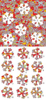 Christmas: Match pieces, visual game. Solution in hidden layer! clipart