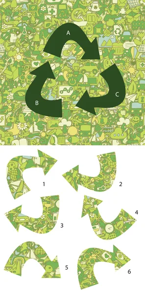 Ecology Match pieces, visual game. Solusi dalam lapis tersembunyi ! - Stok Vektor