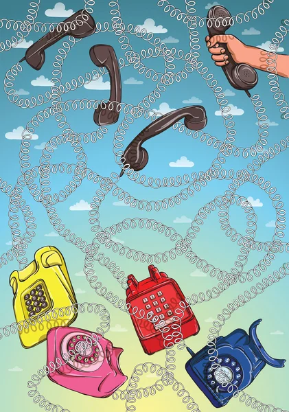 Jeu de labyrinthe téléphonique. Réponse : rose ! — Image vectorielle