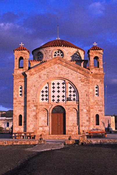 Church Agios Georgios Cape Drepano Paphos Cyprus Evening Sunset — Stock Photo, Image