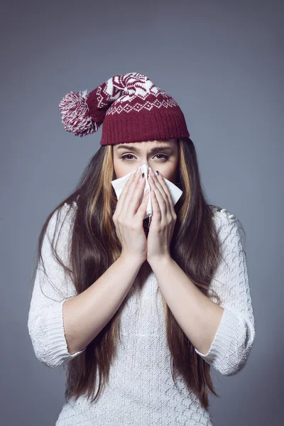 Woman with a cold — Stock Photo, Image