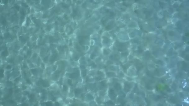 Mer surface claire de l'eau est turquoise et vague entrante soulève sable sur le fond. — Video