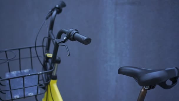 Fietszadel en stuur met vierkante lattendrager — Stockvideo