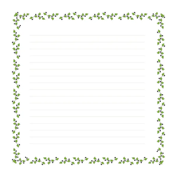 Original Floral Frame Freehand Drawing Blank Space Notepad Writing Text — Stock Vector