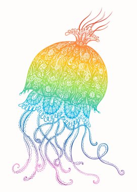 Colorful Jellyfish Illustration clipart