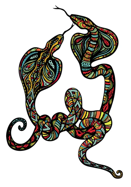 Two Ornate Snakes — Stock Vector