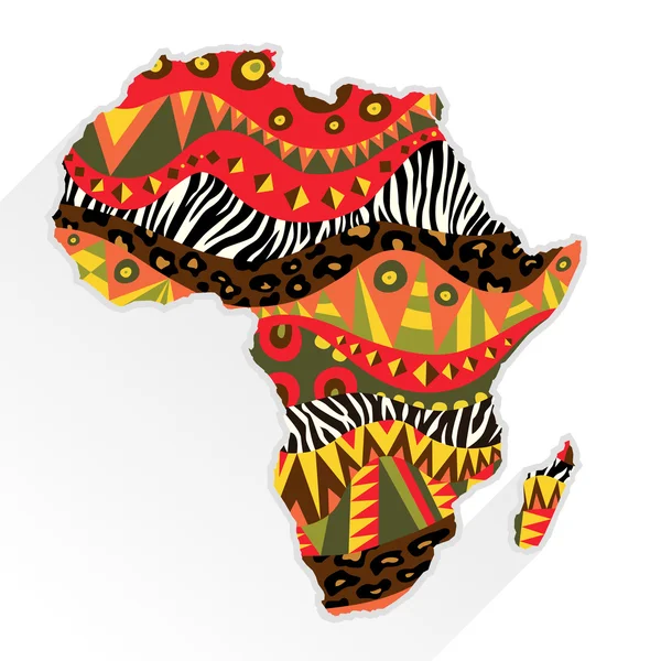 Continente africano adornado con patrón étnico — Vector de stock