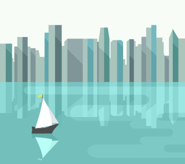 Bay yansıması ile soyut şehir