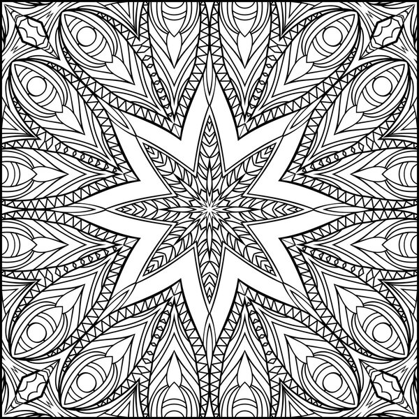 Abstract Peacock Feathers Black And White Ornament