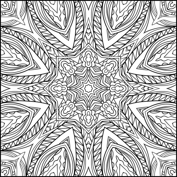Rayons de soleil abstraits Zentangle Ornement noir et blanc — Image vectorielle
