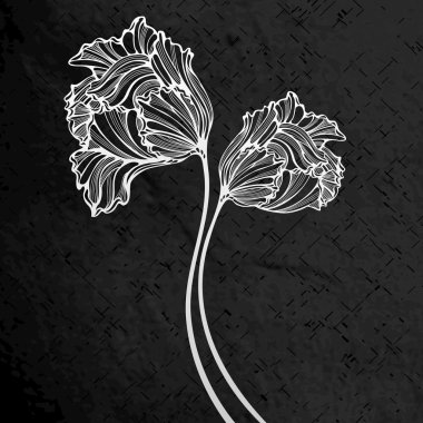 Engraved Background With Abstract Tulips clipart