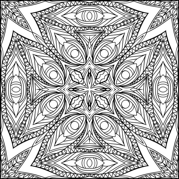 Abstract Egyptian Cross Zentangle Style Black And White Ornament