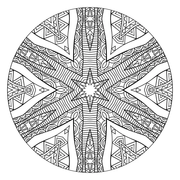 Abstract Black And White Mandala With Ethnic Ornament — Stock Vector