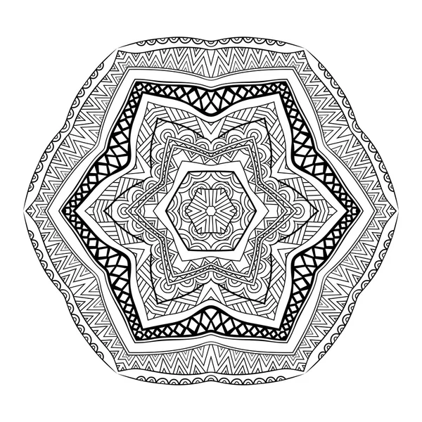 Ornamento messicano in bianco e nero stile Mandala — Vettoriale Stock