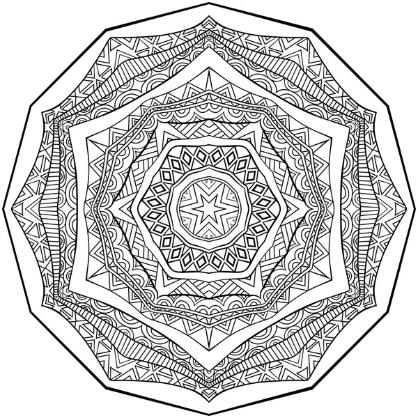 Black And White Mandala Ornament — Stock Vector