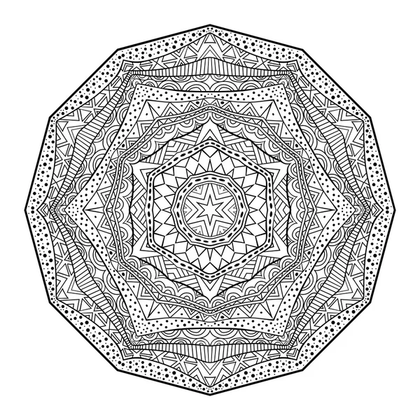 Mandala blanco y negro con adorno africano — Archivo Imágenes Vectoriales