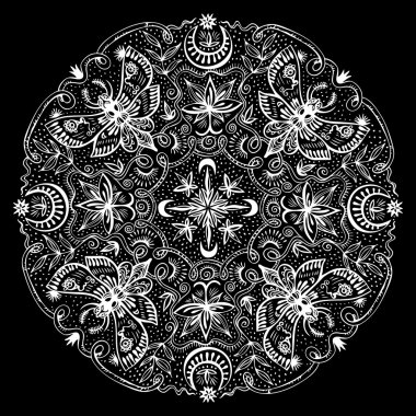 Yuvarlak dantel süs mistik Mandala