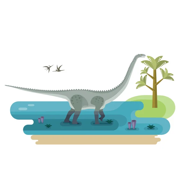 Diplodocus herbívoros gigantes — Vector de stock