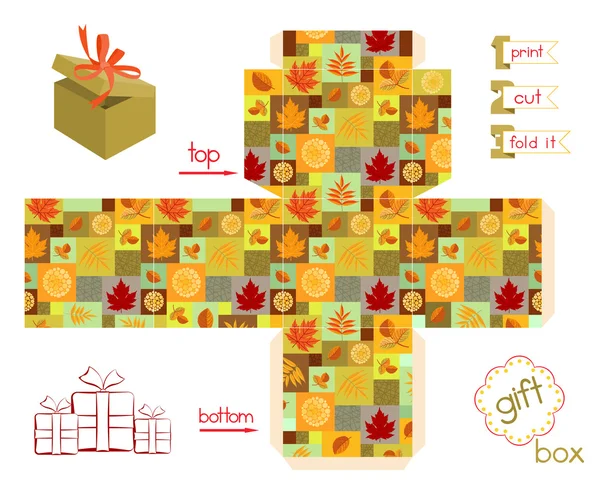 可打印礼品盒秋天的季节 — 图库矢量图片