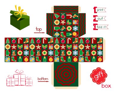 Yazdırılabilir hediye kutusu Noel sezonu