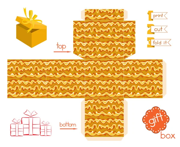 Utskrivbara presentförpackning med abstrakt vågiga mönster — Stock vektor