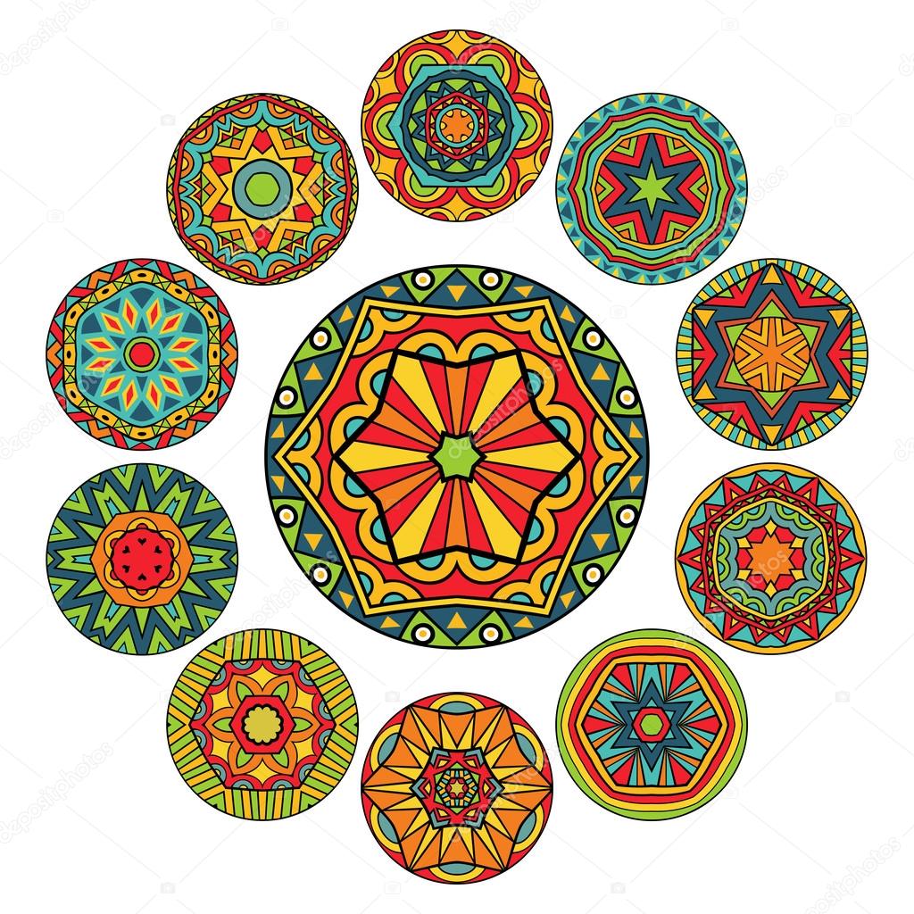 Set Of Round Ethnic Patterns