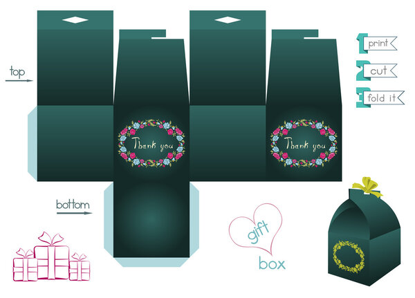 Printable Gift Box With Floral Wreaths