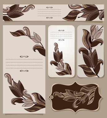 Vintage çiçek desenli kartları koleksiyonu