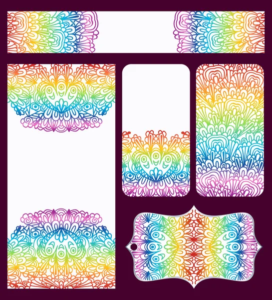 Banners en kaarten met Rainbow Lacy patroon — Stockvector