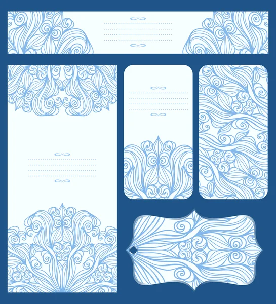 Conjunto de pancartas y tarjetas con patrón de Doodle — Vector de stock