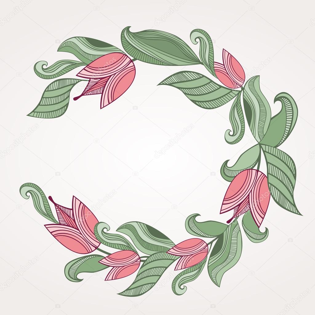 Download Round Floral Border Vector Image By C Ksanask Vector Stock 57176805