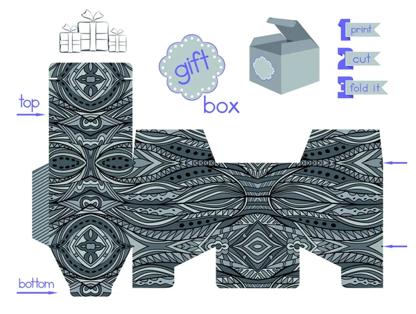 Друкована подарункова коробка з абстрактним етнічним візерунком — стоковий вектор