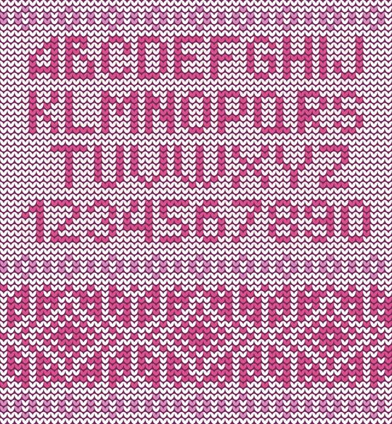 经典针织字母表与可重复毛衣模式 — 图库矢量图片