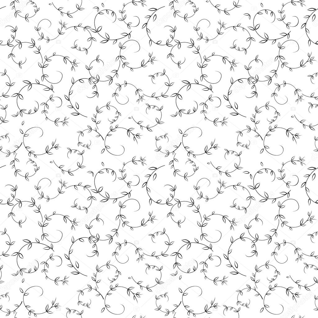 Fragile Leaves Line Art Seamless Pattern