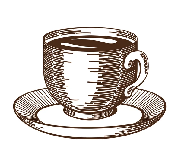 Kaffekopp träsnitt — Stock vektor