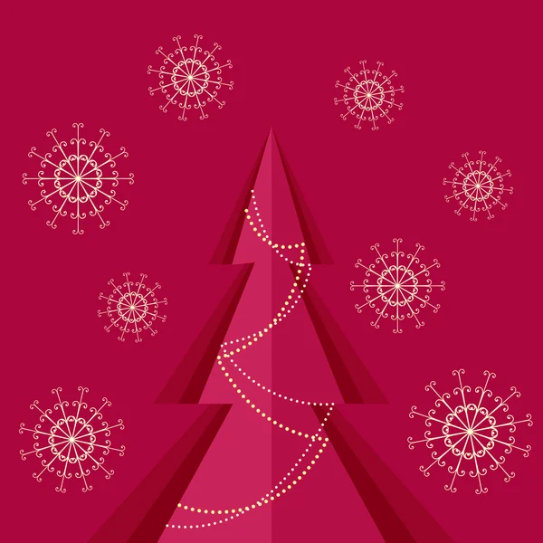 Arrière-plan avec pin de Noël et flocons de neige — Image vectorielle