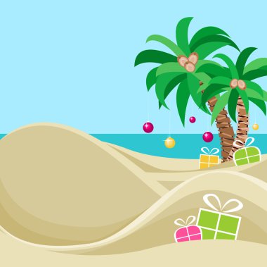 Mutlu Noeller tropikal plaj kartı şablonu