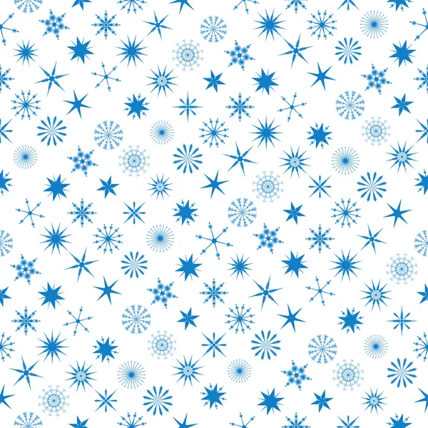 Different Snowflakes At Seamless Pattern — Stock Vector