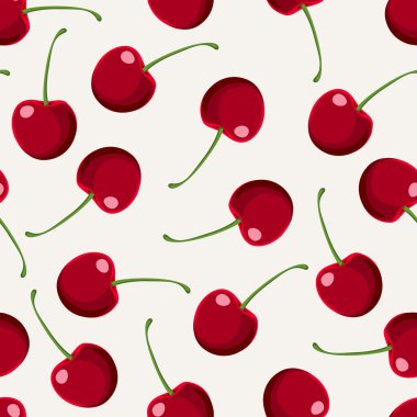 Kırmızı kirazlı kusursuz desen