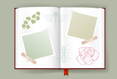 Opened Album With Blank Photo Frames For Summer Memories clipart