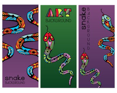 Set Of Cards With Abstract Ornate Snakes clipart
