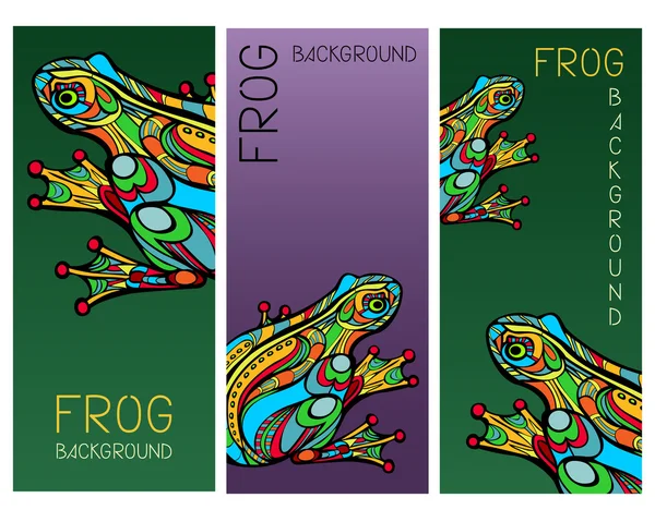 Set Of Cards With Abstract Frogs — Stock Vector