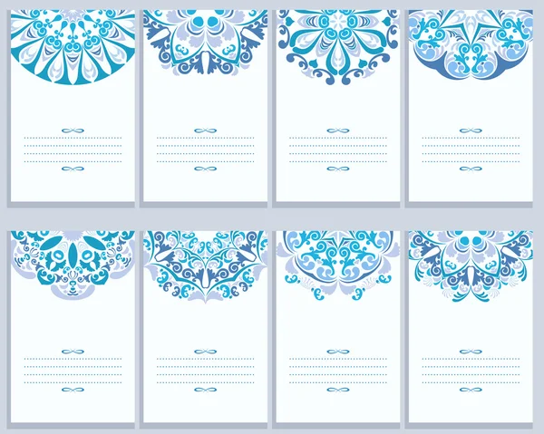 Conjunto de tarjetas con patrones abstractos de Gzhel — Vector de stock