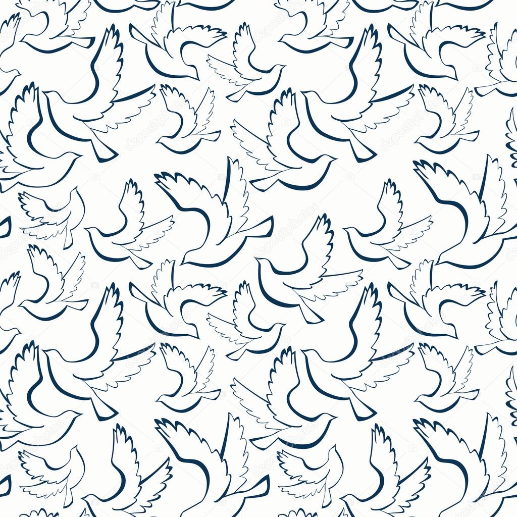 Seamless Pattern With Pigeons