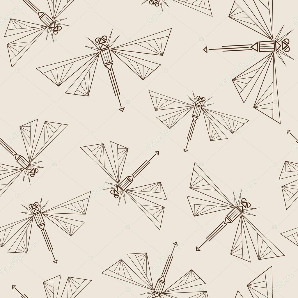 Seamless Pattern With Abstract Dragonflies